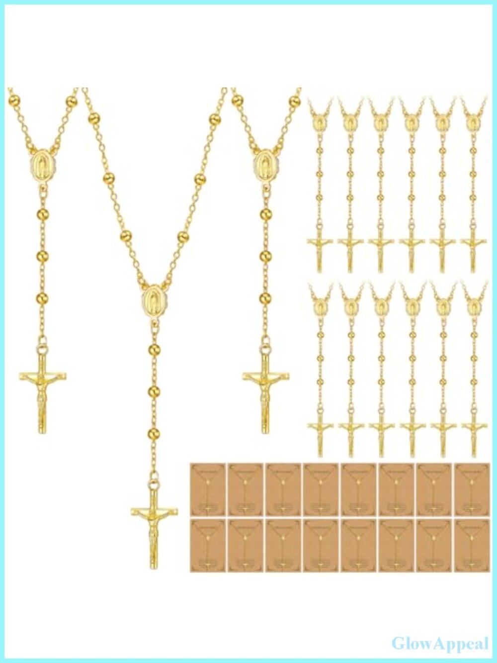 24 Pcs Catholic Rosary Necklace Gold Plated Virgin Mary Bulk